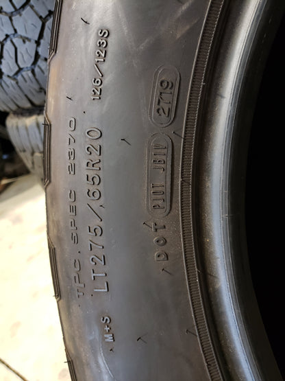 SET OF 4 275/65R20 Goodyear Wrangler Trail Runner AT 126/123 S - Used Tires